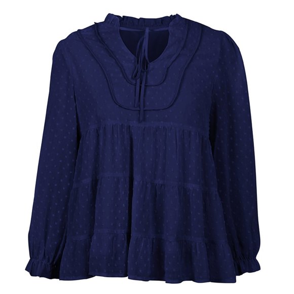 VINTAGE BOHO CHIC LAYERED BELL SLEEVED BLOUSE - Picture 6 of 8